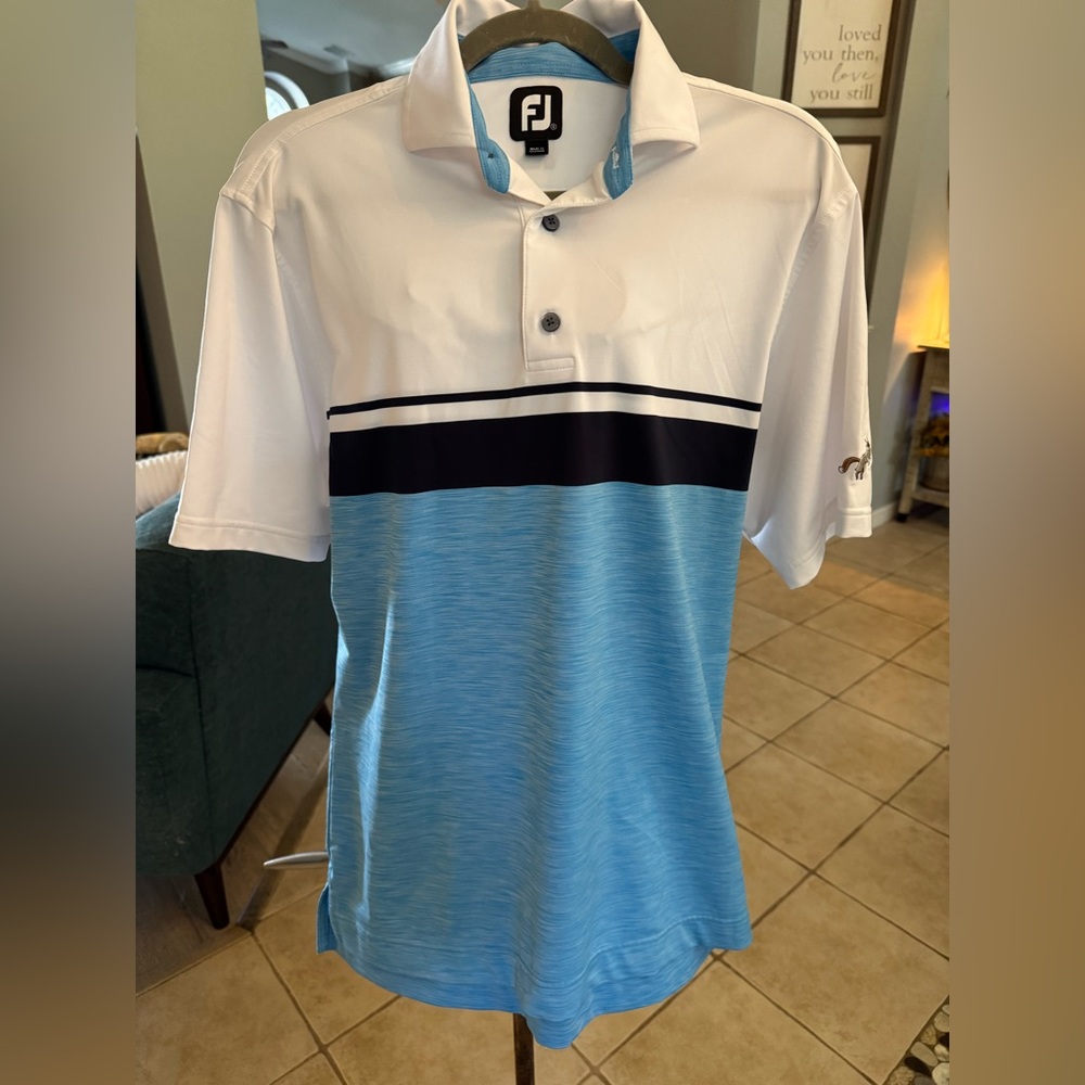Footjoy Mens Small Golf Performance Polo Shirt Blue